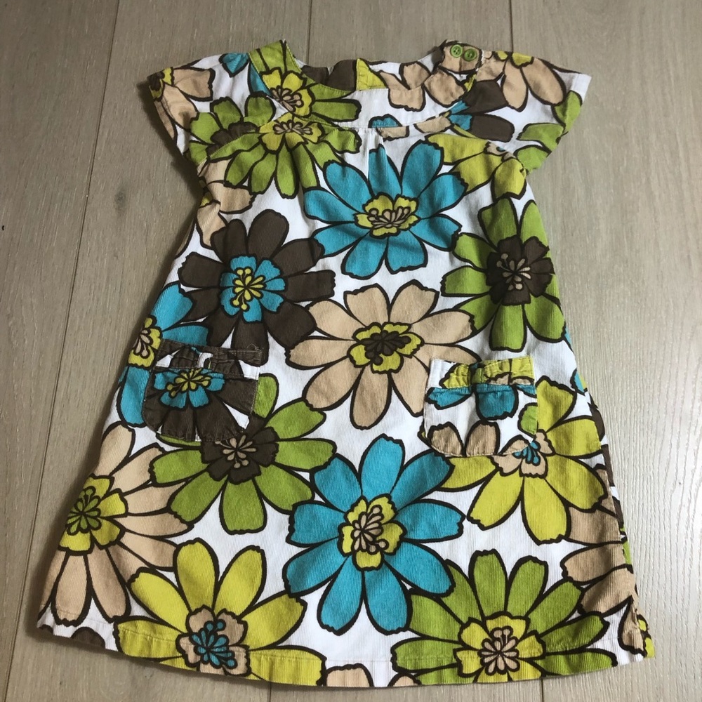 Corduroy dress with flowers